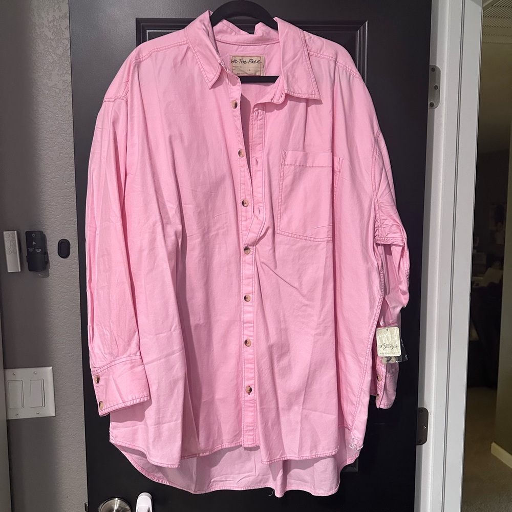NWT Free People We The Free Freddie Shirt- Pink Size L